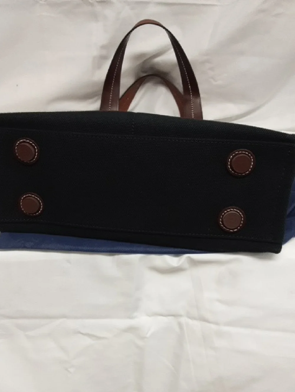Dooney & Bourke Black Canvas Tote Style Handbag with Brown Leather Handles